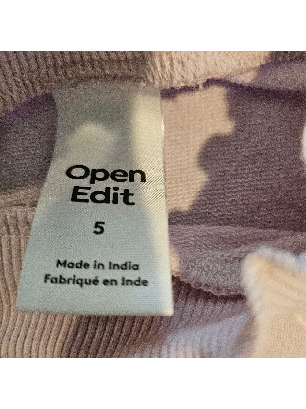 OPEN EDIT GIRL'S LILAC & WHITE SWIRLS LONG SLEEVED ORGANIC COTTON TOP SIZE 5 - Picture 4 of 8